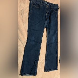 Express barely boot cut low rise dark wash jeans